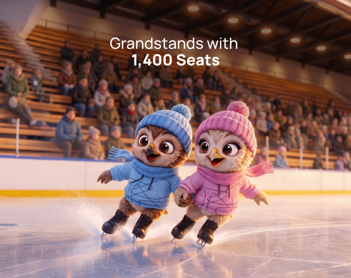 Grandstands with 1,400 seats
